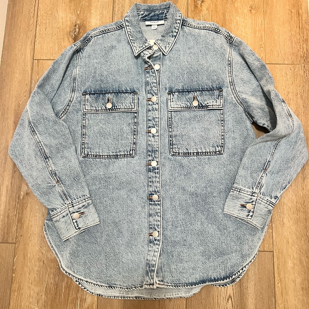 PARKE Target Light Wash Denim Button-Down Shirt Jacket Shacket Medium